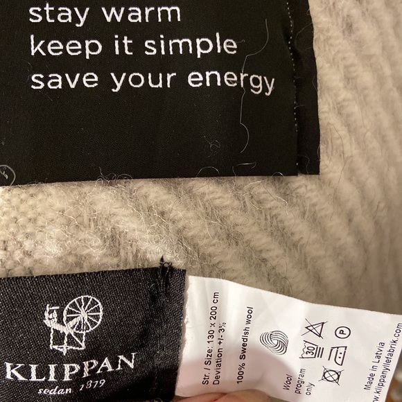 Klippan Swedish Wool Gray Striped Blanket made in Latvia - Picture 3 of 6